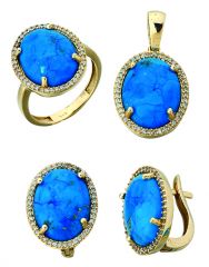 Beelo Gold 14K Altın Renkli Taşlı Set BGTTR037