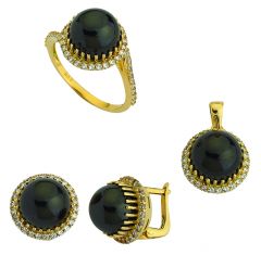 Beelo Gold 14K Altın Renkli Taşlı Set BGTTR038