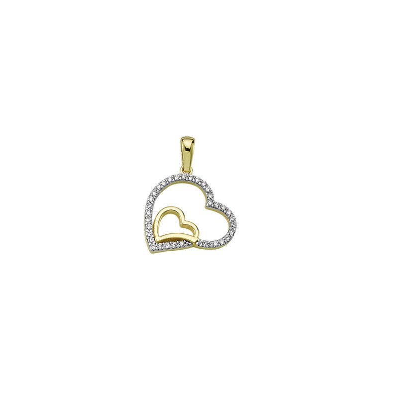 Beelo Gold 14K Altın Taşlı Kalp Kolye Ucu