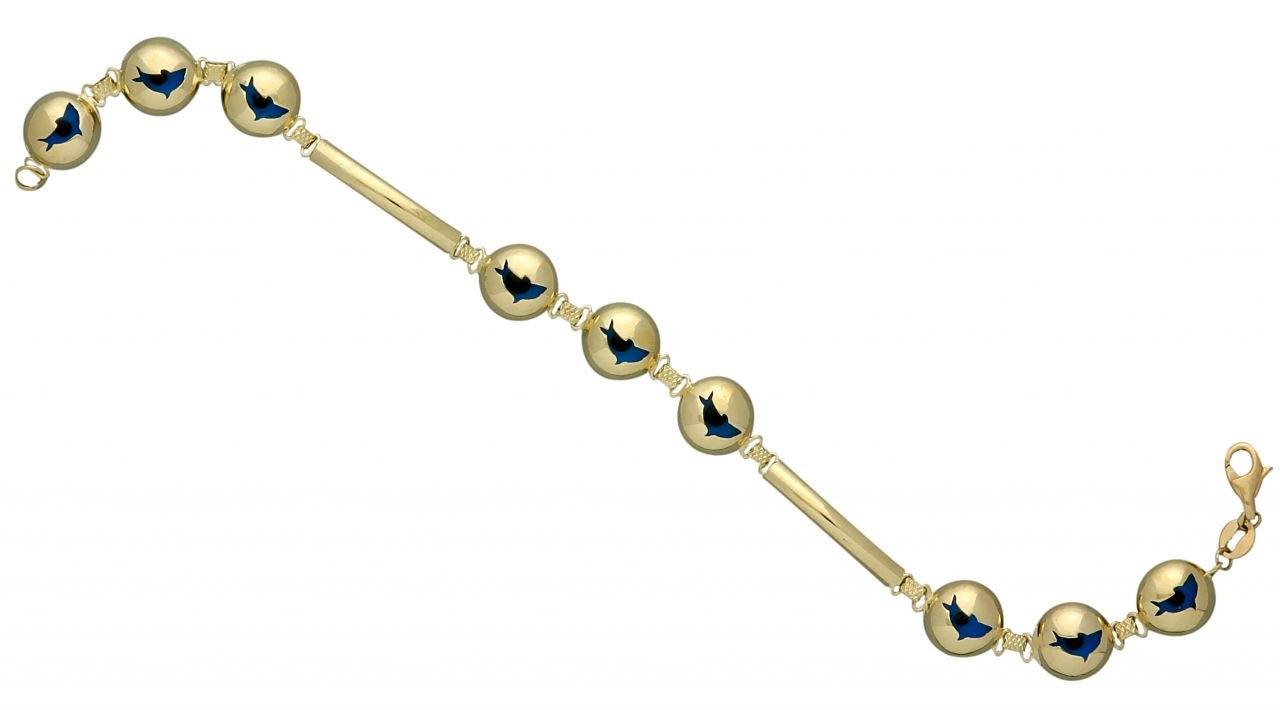 Beelo Gold 14K Altın Yunus Balığı Göz Boncuğu Bileklik