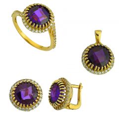Beelo Gold 14K Altın Renkli Taşlı Set BGTTR039