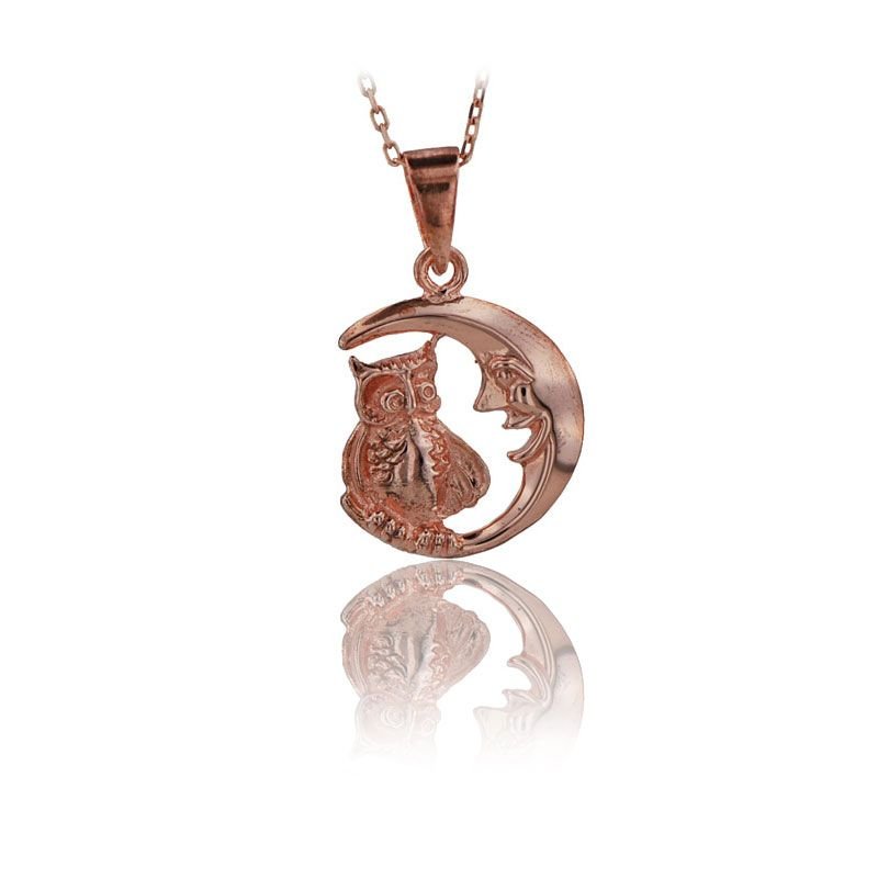 Beelo Gold 14K Altın Ay Baykuş Kolye