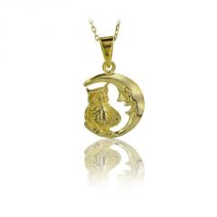 Beelo Gold 14K Altın Ay Baykuş Kolye