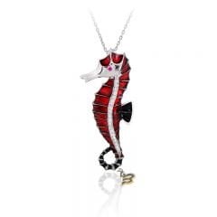 Beelo Silver 925K Gümüş Kırmızı Mineli Denizatı Kolye