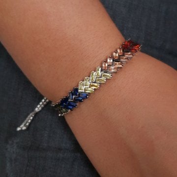 Beelo Silver 925K Renkli Baget Gümüş Bileklik