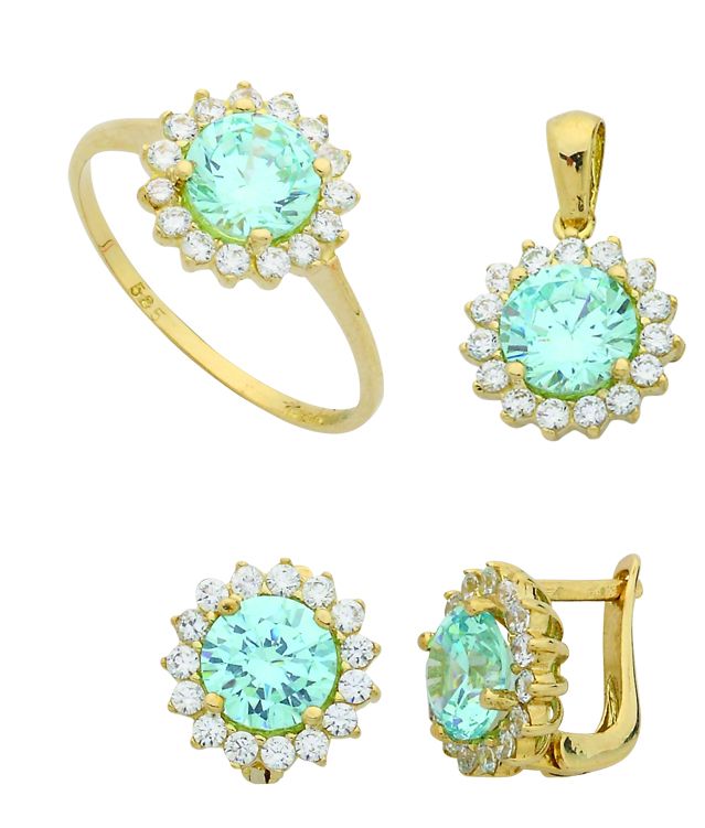 Beelo Gold 14K Altın Renkli Taşlı Set BGTTR041