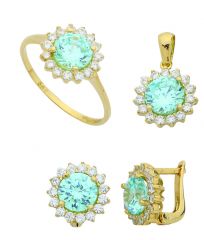 Beelo Gold 14K Altın Renkli Taşlı Set BGTTR041