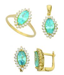 Beelo Gold 14K Altın Renkli Taşlı Set BGTTR042