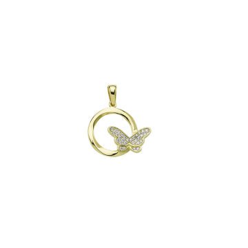 Beelo Gold 14K Altın Tasarım Halka Kelebek Kolye Ucu