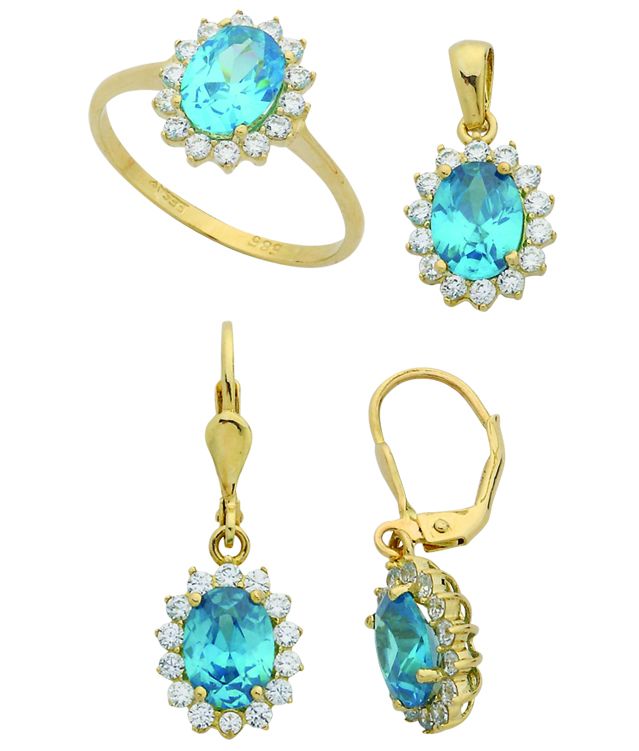 Beelo Gold 14K Altın Renkli Taşlı Set BGTTR043