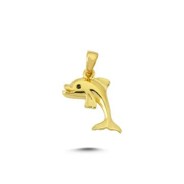 Beelo Gold 14K Altın Taşlı Yunus Balığı Kolye Ucu