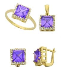 Beelo Gold 14K Altın Renkli Taşlı Set BGTTR045