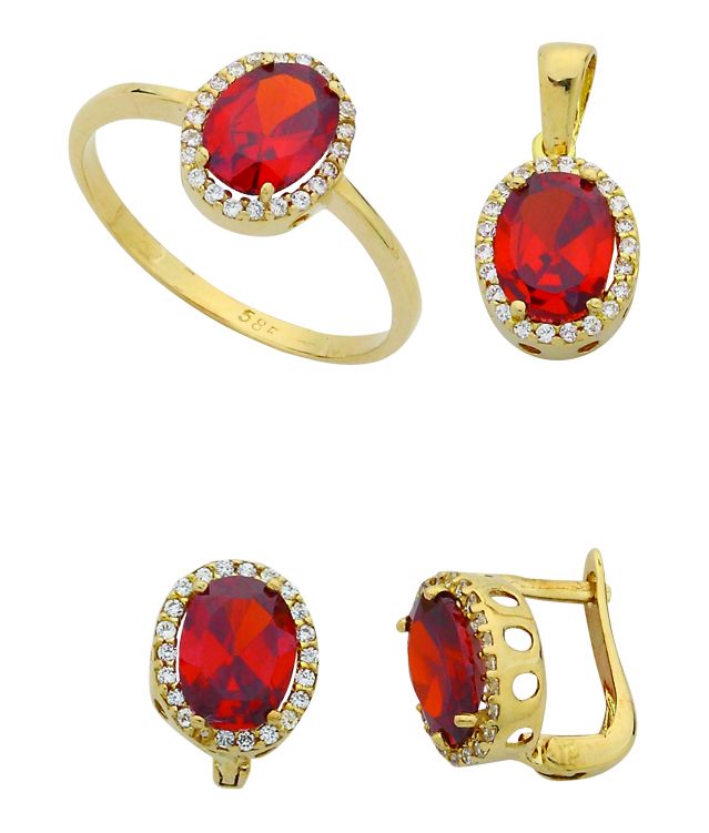 Beelo Gold 14K Altın Renkli Taşlı Set BGTTR046