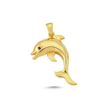 Beelo Gold 14K Altın Taşlı Yunus Balığı Kolye Ucu