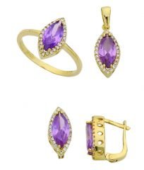Beelo Gold 14K Altın Renkli Taşlı Set BGTTR048