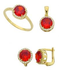 Beelo Gold 14K Altın Renkli Taşlı Set BGTTR049