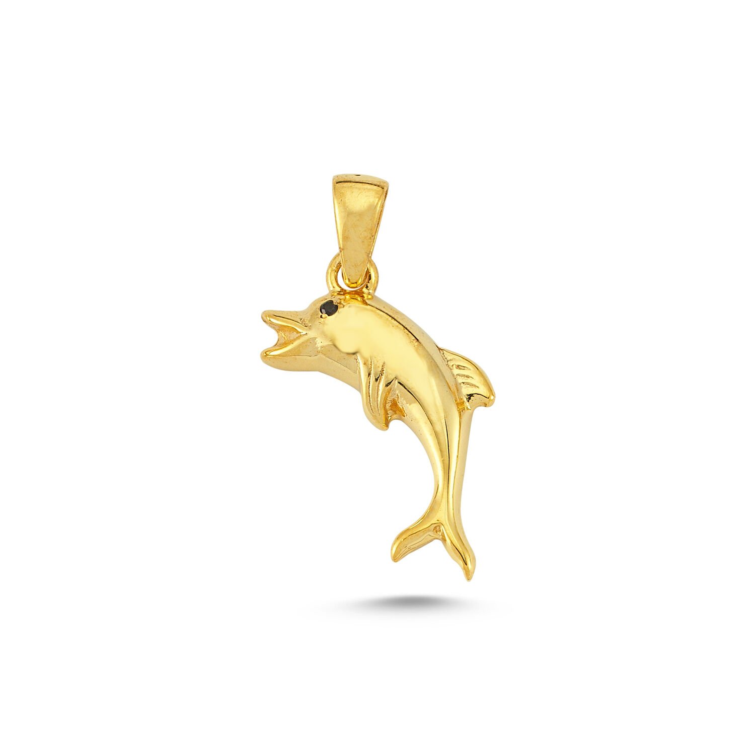 Beelo Gold 14K Altın Taşlı Yunus Balığı Kolye Ucu