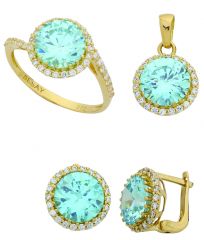 Beelo Gold 14K Altın Renkli Taşlı Set BGTTR050