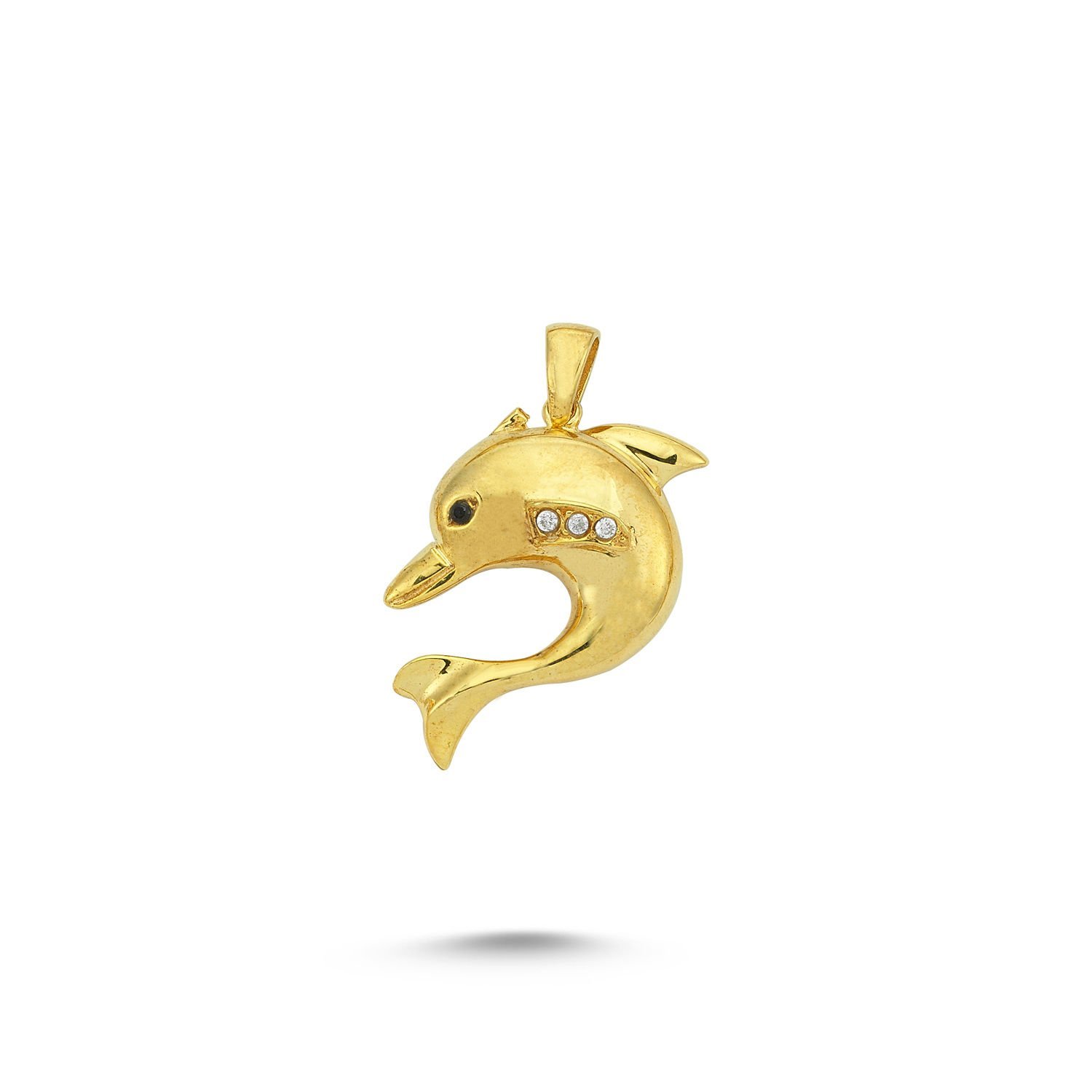 Beelo Gold 14K Altın Taşlı Yunus Balığı Kolye Ucu