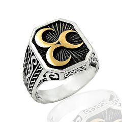 Beelo Silver 925K Gümüş Üç Hilal Erkek Yüzük