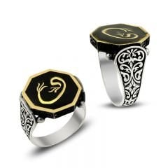 Beelo Silver 925K Gümüş Mineli Vav Erkek Yüzük
