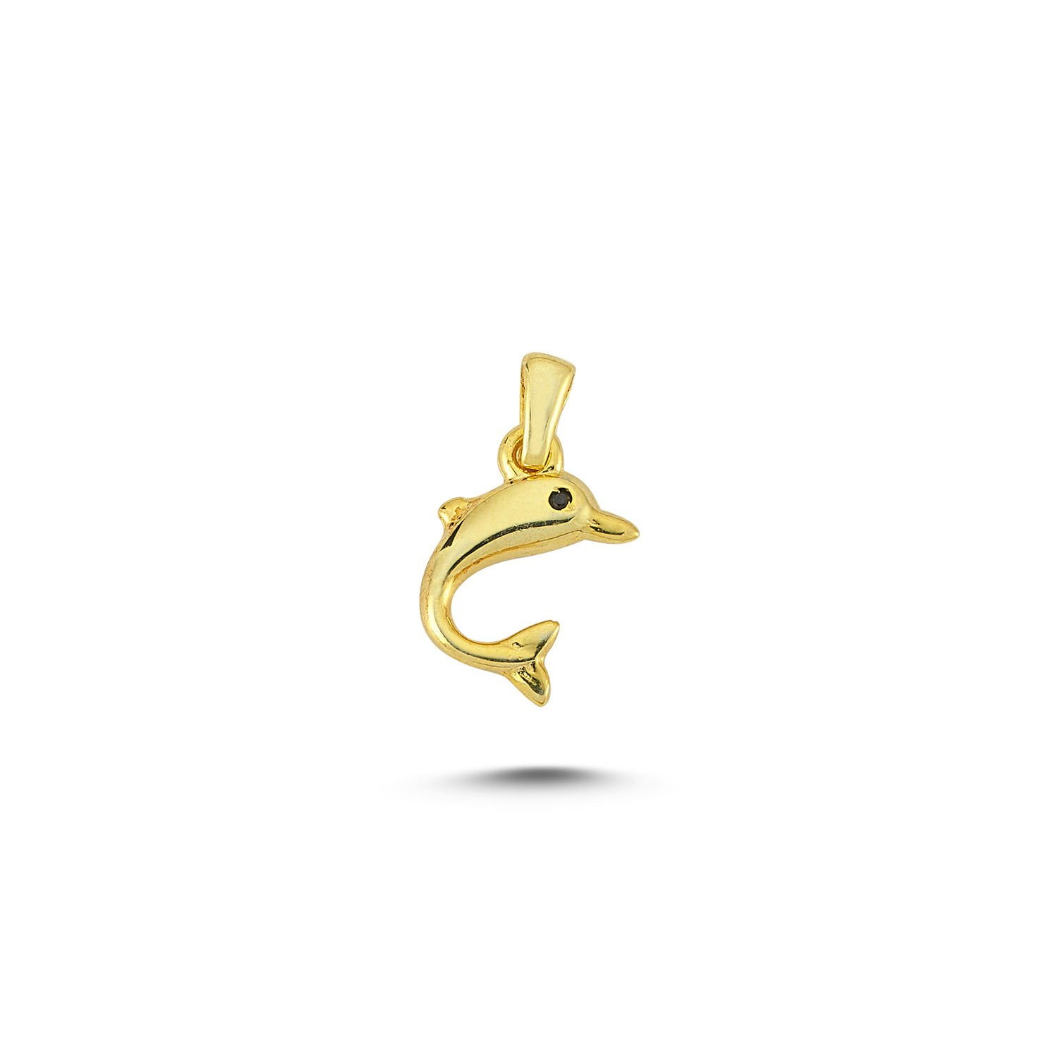 Beelo Gold 14K Altın Taşlı Yunus Balığı Kolye Ucu