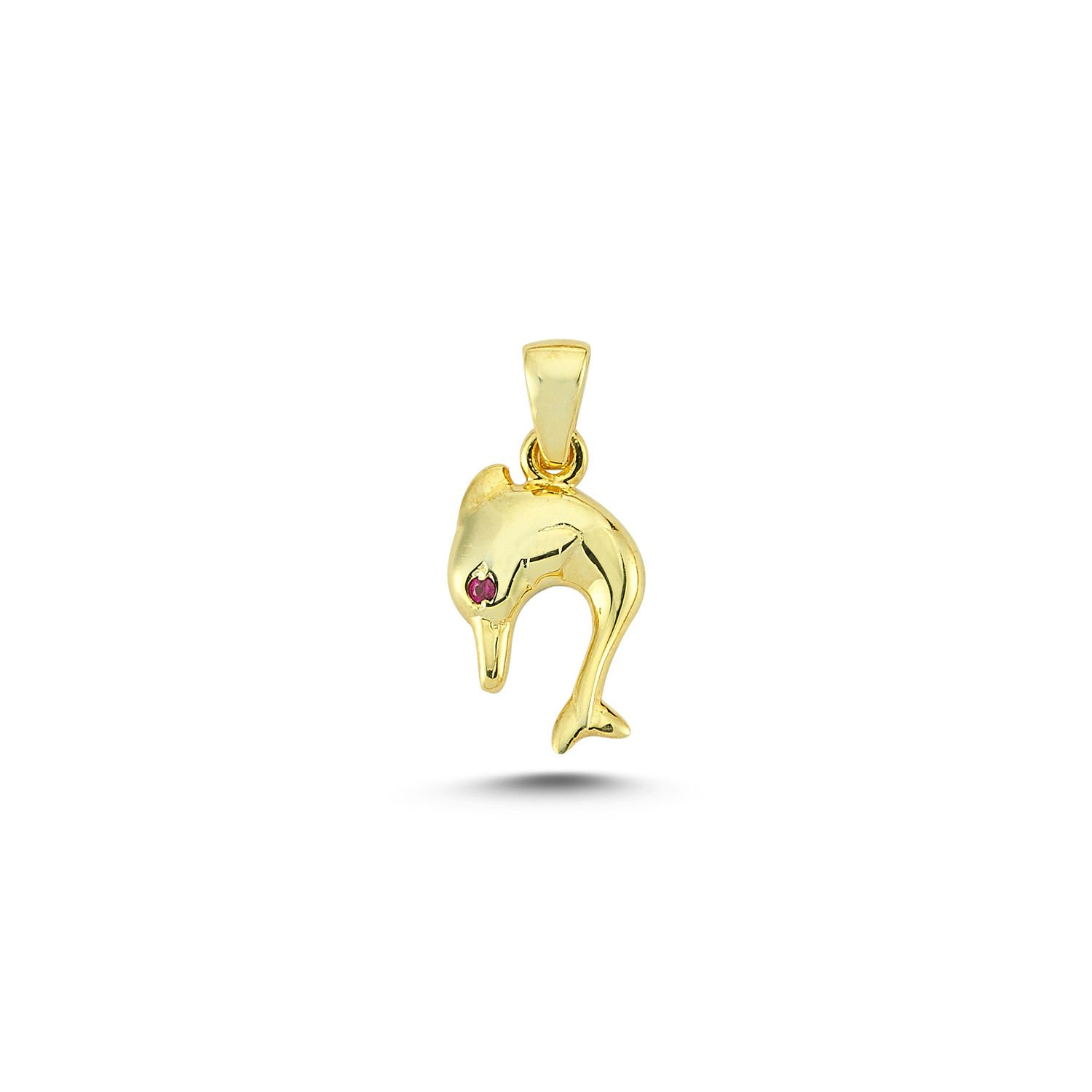 Beelo Gold 14K Altın Taşlı Yunus Balığı Kolye Ucu