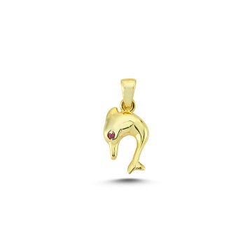 Beelo Gold 14K Altın Taşlı Yunus Balığı Kolye Ucu