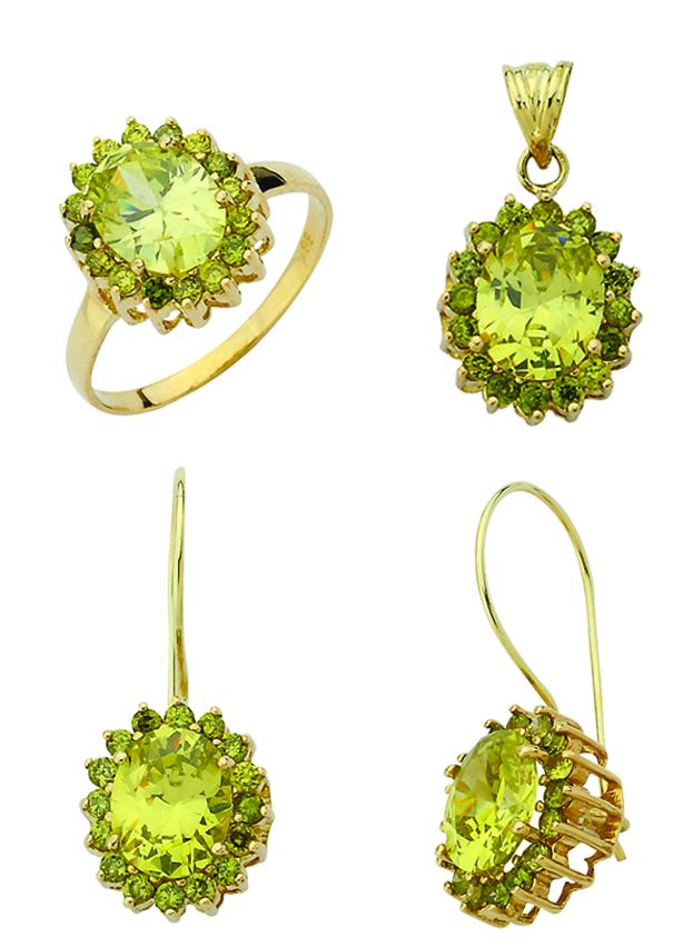 Beelo Gold 14K Altın Renkli Taşlı Set BGTTR059