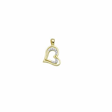Beelo Gold 14K Altın Taşlı Kalp Kolye Ucu