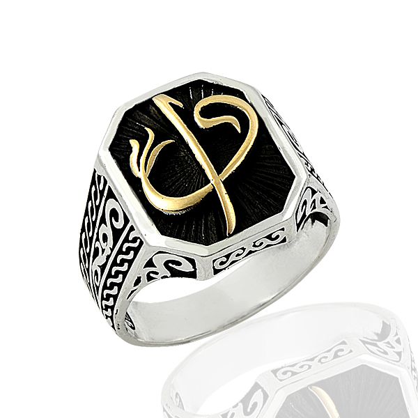 Beelo Silver 925K Gümüş Elif Vav Erkek Yüzük