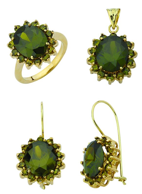 Beelo Gold 14K Altın Renkli Taşlı Set BGTTR060