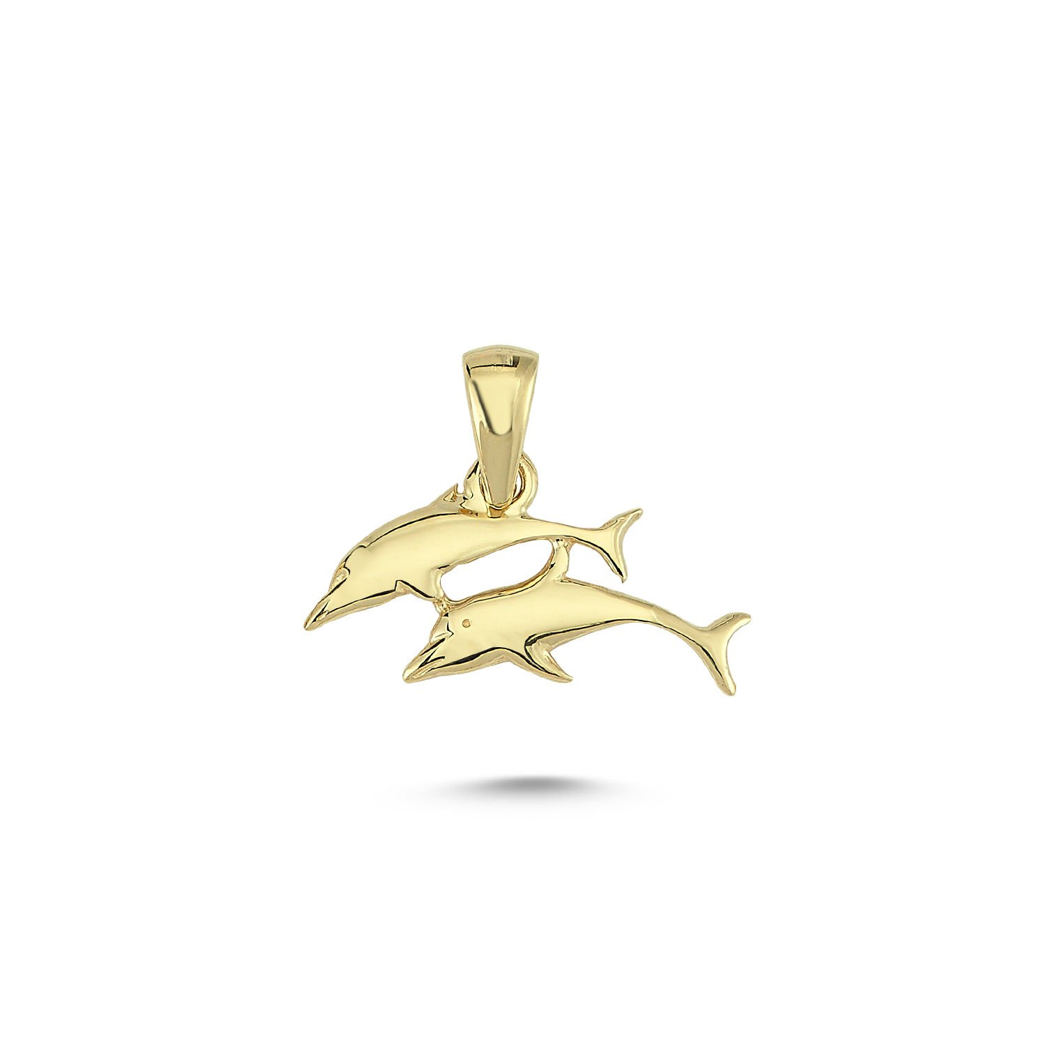 Beelo Gold 14K Altın Çift Yunus Balığı Kolye Ucu