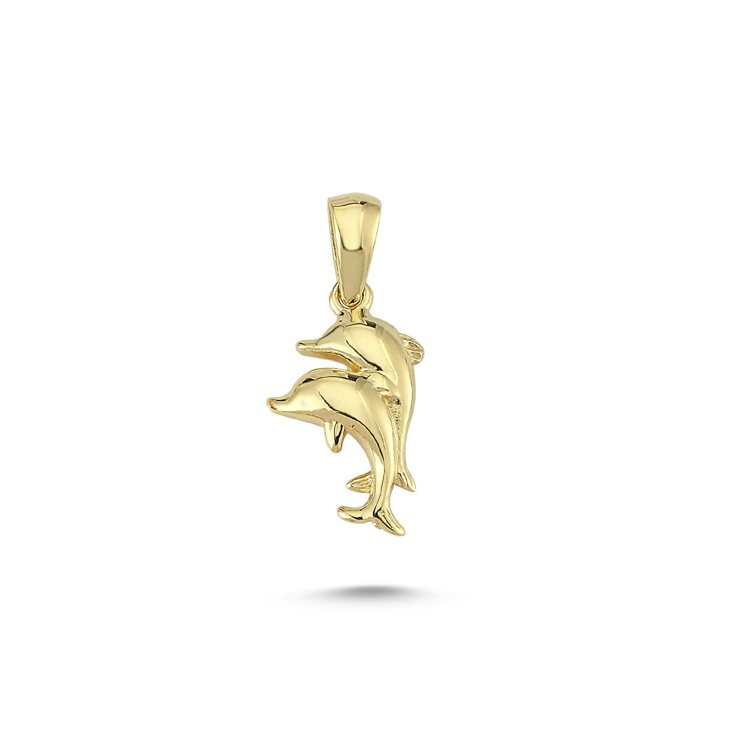 Beelo Gold 14K Altın Çift Yunus Balığı Kolye Ucu