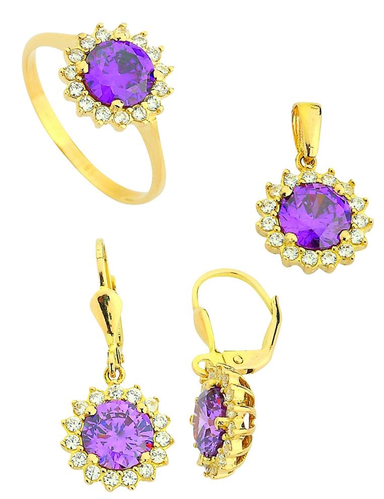 Beelo Gold 14K Altın Renkli Taşlı Set BGTTR062