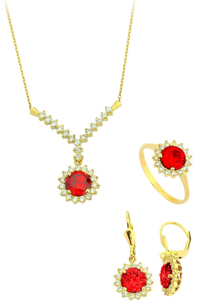 Beelo Gold 14K Altın Renkli Taşlı Set BGTTR064