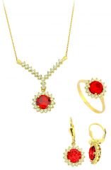 Beelo Gold 14K Altın Renkli Taşlı Set BGTTR064