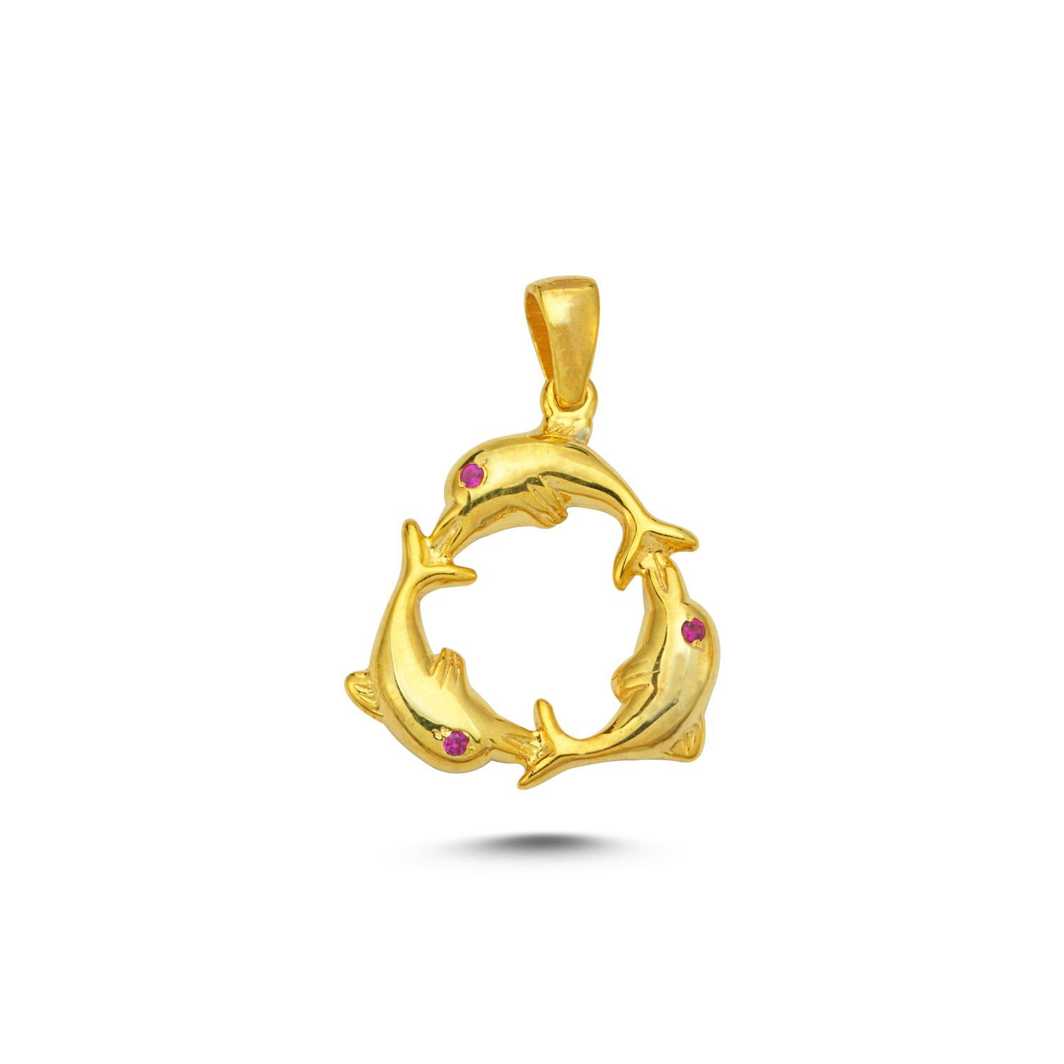 Beelo Gold 14K Altın Taşlı Yunus Dansı Kolye Ucu