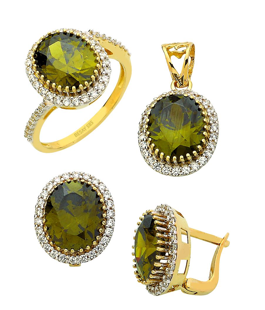 Beelo Gold 14K Altın Renkli Taşlı Set BGTTR070