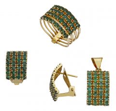 Beelo Gold 14K Altın Renkli Taşlı Set BGTHT004