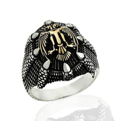 Beelo Silver 925K Gümüş Selçuklu Kartalı Erkek Yüzük