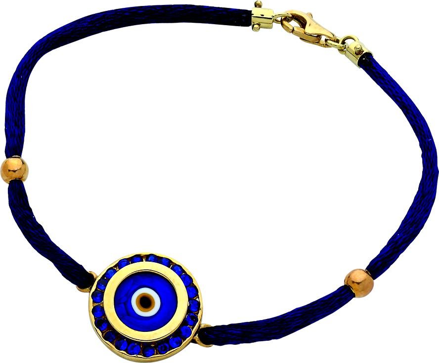 Beelo Gold 14K Altın Mavi İpli  Nazar Bileklik