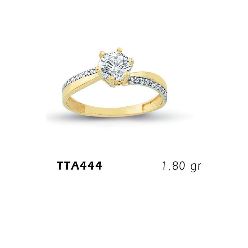 Beelo Gold 14K Altın Tek Taş Yüzük BGTTA444