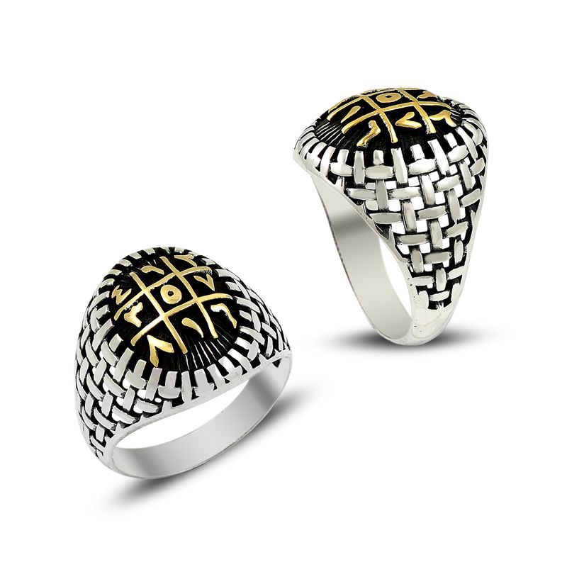 Beelo Silver 925K Gümüş Ebced Erkek Yüzük