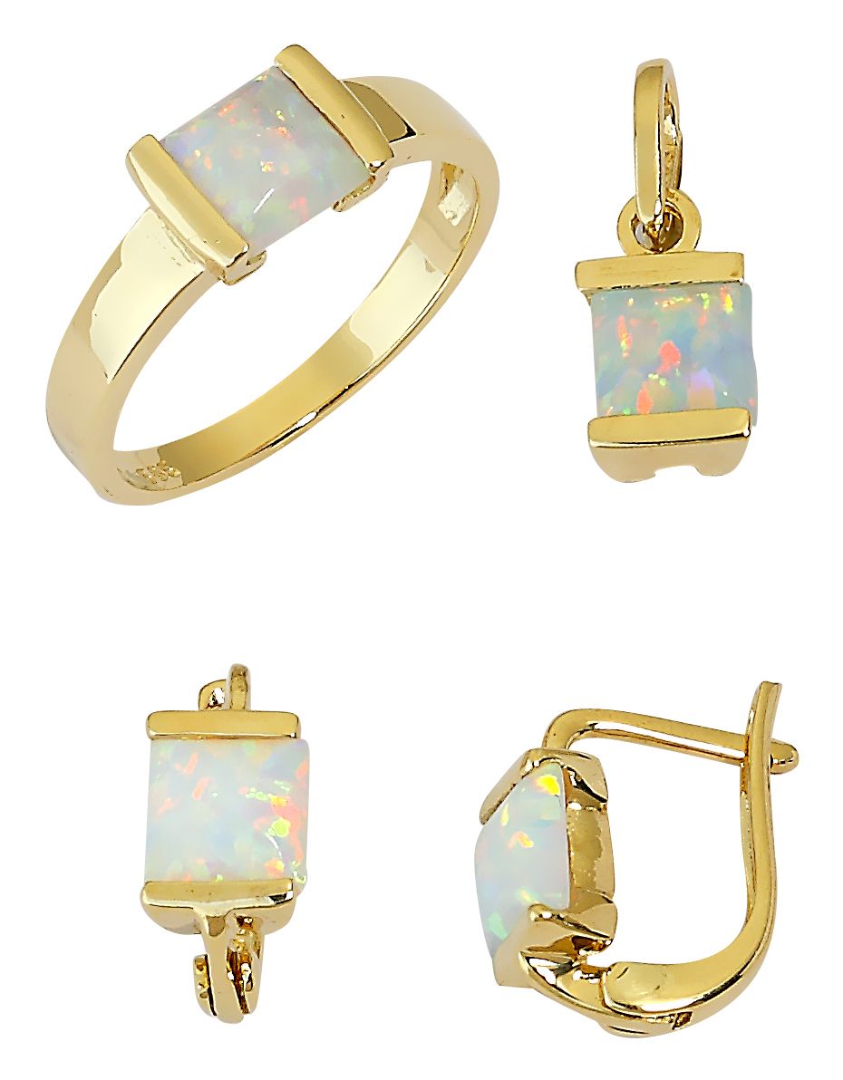 Beelo Gold 14K Altın Renkli Taşlı Set BGTO004