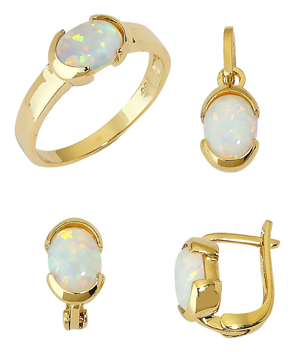 Beelo Gold 14K Altın Renkli Taşlı Set BGTO006
