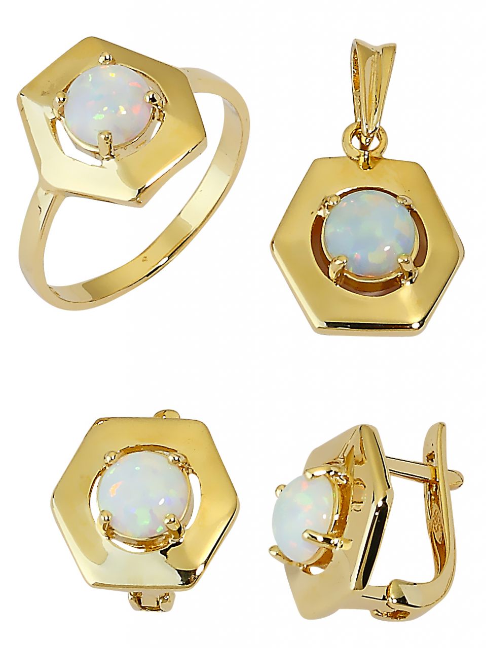 Beelo Gold 14K Altın Renkli Taşlı Set BGTO011