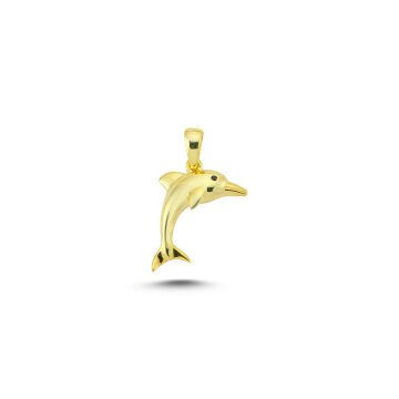 Beelo Gold 14K Altın Taşlı Yunus Balığı Kolye Ucu