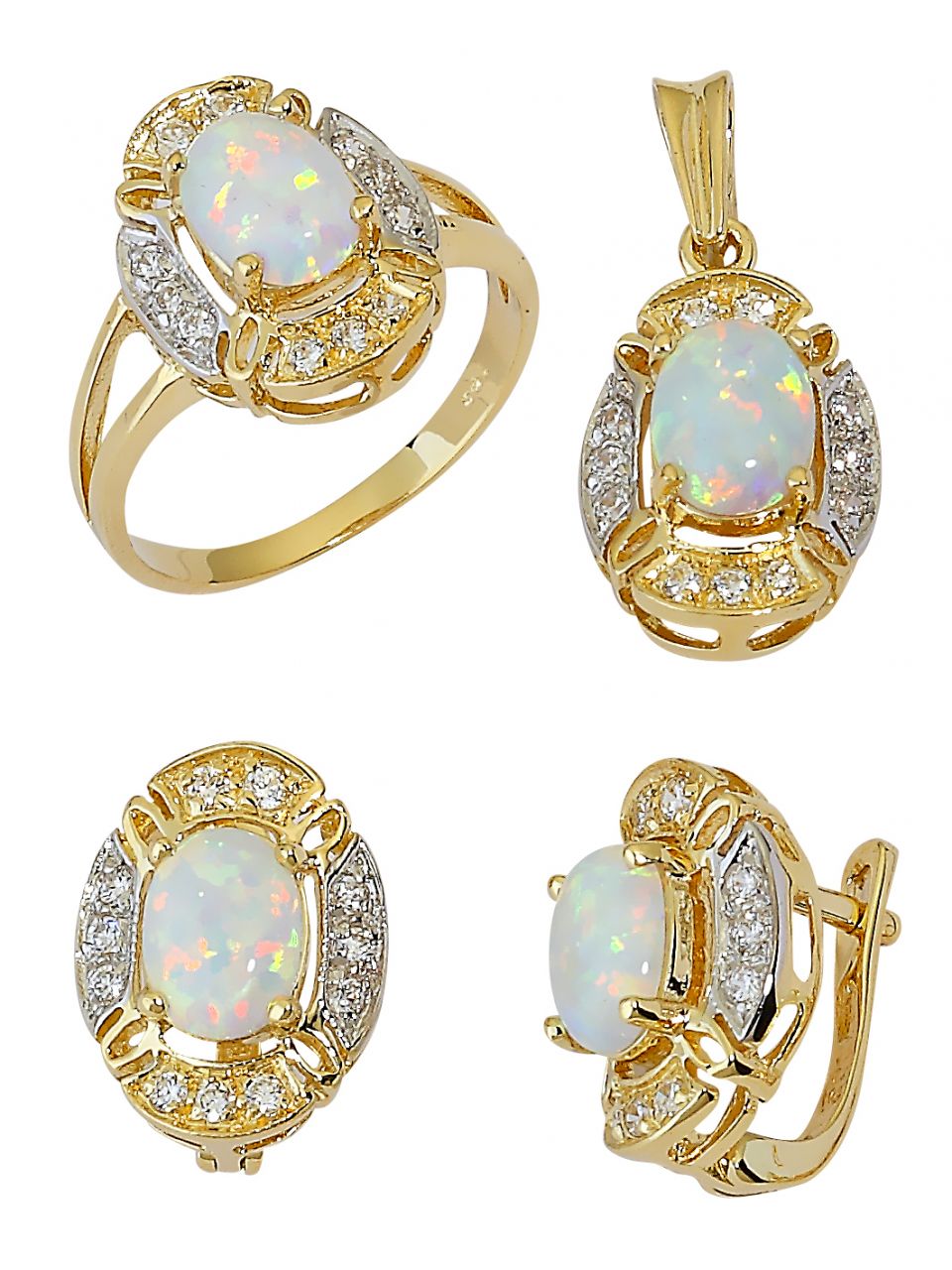 Beelo Gold 14K Altın Renkli Taşlı Set BGTO015
