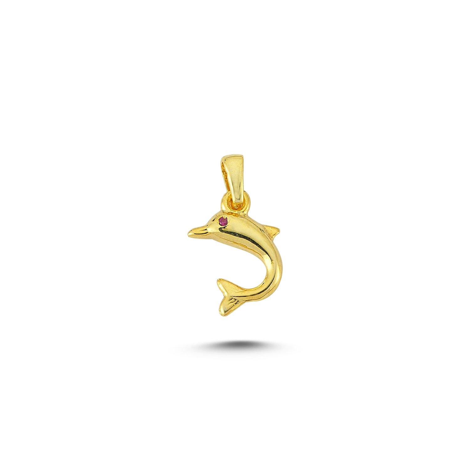Beelo Gold 14K Altın Taşlı Yunus Balığı Kolye Ucu